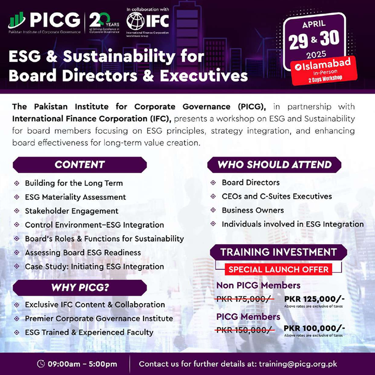 ESG & Sustainability for Board Directors & Executive - Islamabad