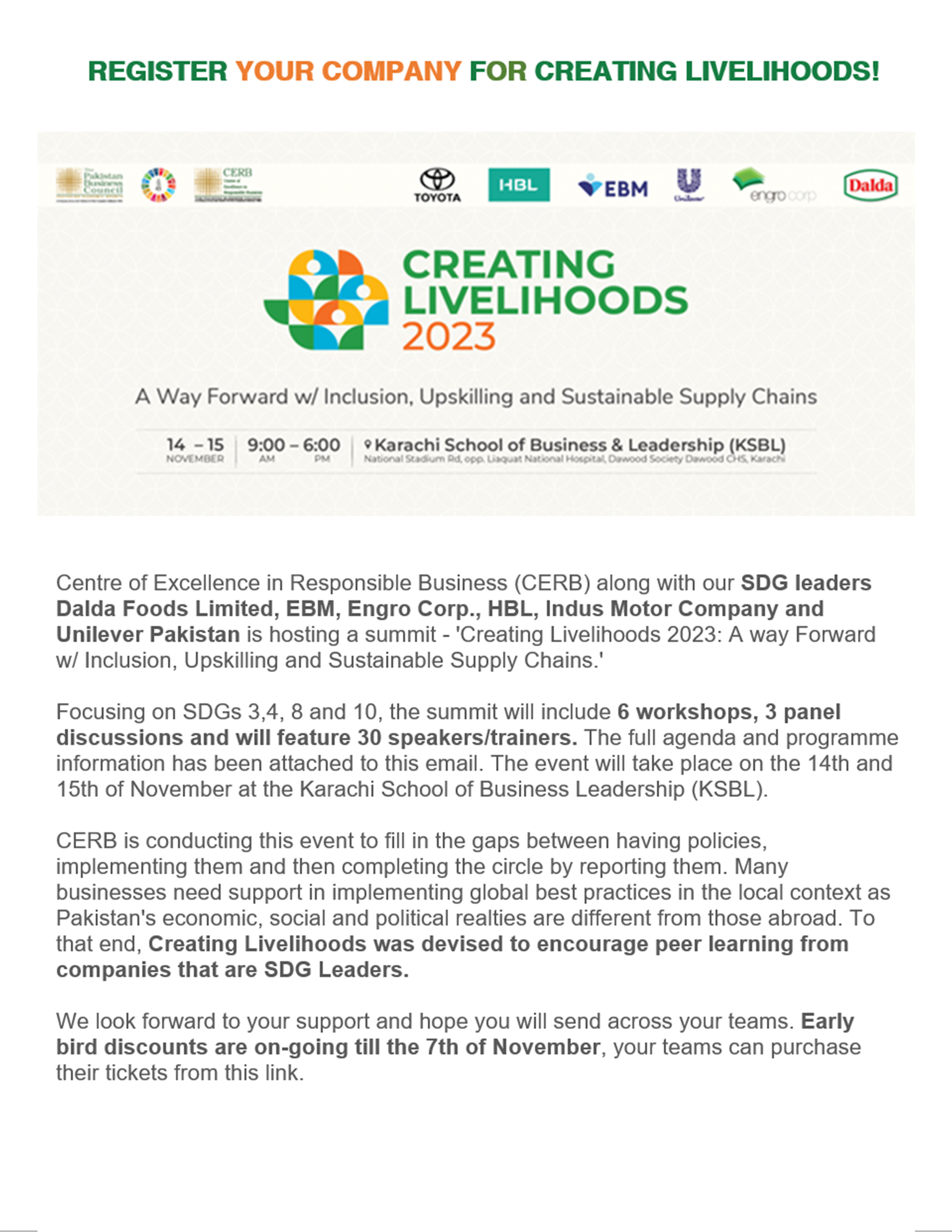 Creating Livelihoods 2023