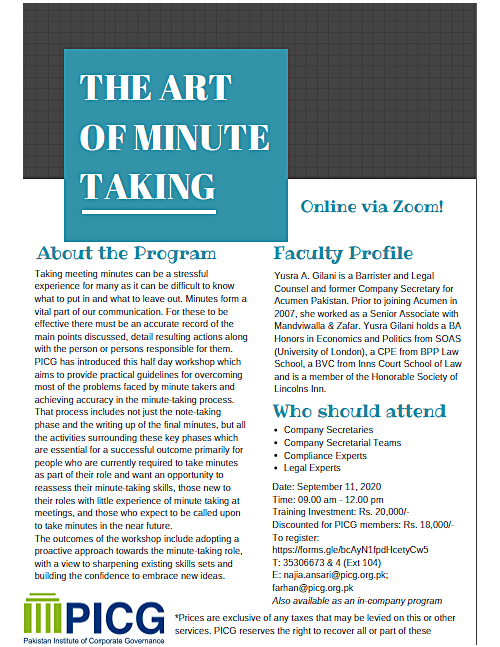 The Art of Minute Taking Workshop